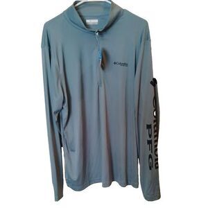 COLUMBIA Men's KLAMATH RANGE II Half Zip Pullover Fleece - Blue - Large - NWT